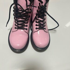 Dr. Martens Pink Patent Lace-Up Combat Boots